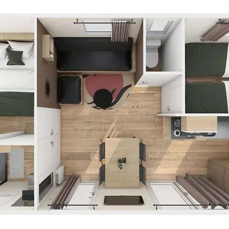 Campsite Mobil-home Confortable Avec 2 Et Cuisine Equipee - Api-1-52-481 *